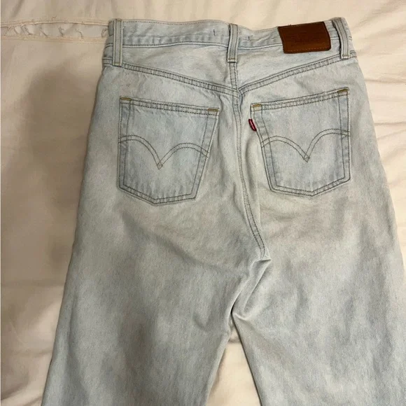 Levi's Light Blue Ripped Straight Ankle  Jeans - Picture 5 of 5